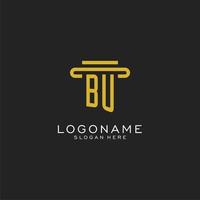 BU initial logo with simple pillar style design vector