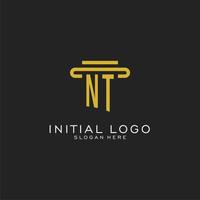 NT initial logo with simple pillar style design vector