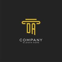 DA initial logo with simple pillar style design vector