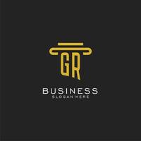 GR initial logo with simple pillar style design vector