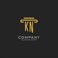 KN initial logo with simple pillar style design vector