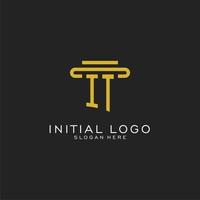 IT initial logo with simple pillar style design vector