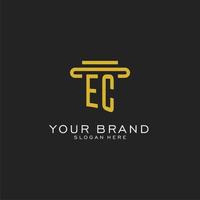 EC initial logo with simple pillar style design vector