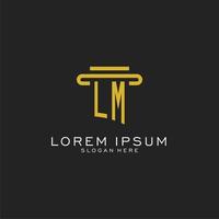 LM initial logo with simple pillar style design vector