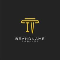 IV initial logo with simple pillar style design vector