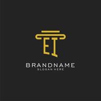 EI initial logo with simple pillar style design vector