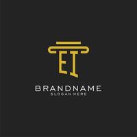 EI initial logo with simple pillar style design vector