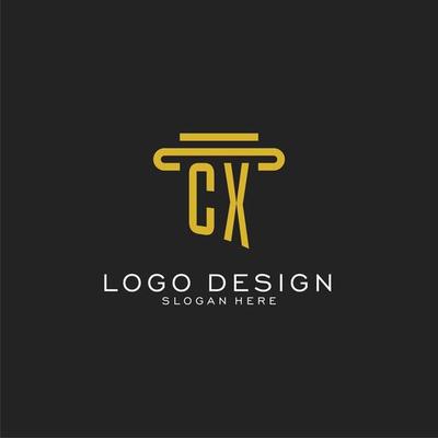 CX initial logo with simple pillar style design