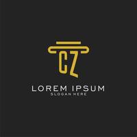 CZ initial logo with simple pillar style design vector