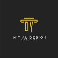 logotipo inicial de dy con diseño de estilo de pilar simple vector