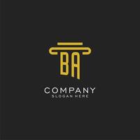 BA initial logo with simple pillar style design vector