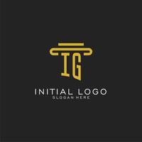 IG initial logo with simple pillar style design vector