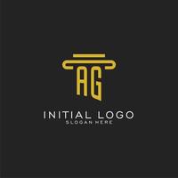 AG initial logo with simple pillar style design vector