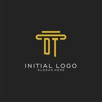 DT initial logo with simple pillar style design vector