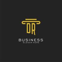 DR initial logo with simple pillar style design vector