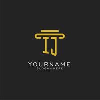 IJ initial logo with simple pillar style design vector