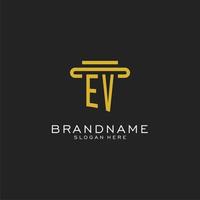 logotipo inicial de ev con diseño de estilo de pilar simple vector