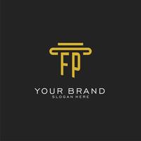 FP initial logo with simple pillar style design vector