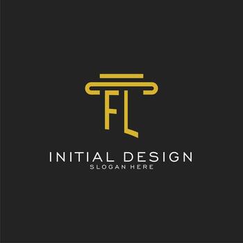 FL initial logo with simple pillar style design vector