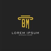 logotipo inicial de bm con diseño de estilo de pilar simple vector