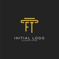 FT initial logo with simple pillar style design vector
