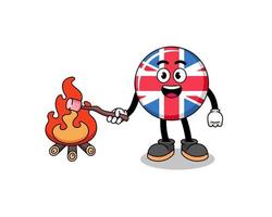 Illustration of united kingdom flag burning a marshmallow vector