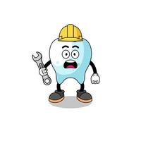 Character Illustration of tooth with 404 error vector