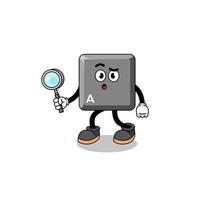 Mascot of keyboard A key searching vector