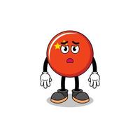 china flag cartoon illustration with sad face vector