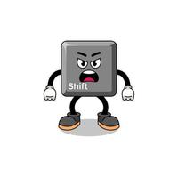 keyboard shift key cartoon illustration with angry expression vector