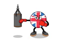 ilustración, de, reino unido, bandera, boxeador vector