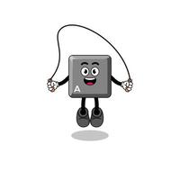 keyboard A key mascot cartoon is playing skipping rope vector