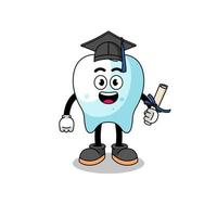 tooth mascot with graduation pose vector