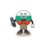 caricatura, ilustración, de, bulgaria, bandera, como, un, peluquero, hombre vector