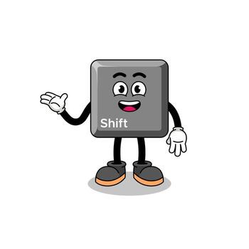 caricatura de la tecla shift del teclado con pose de bienvenida vector