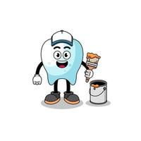 Character mascot of tooth as a painter vector