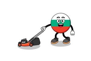 bulgaria flag illustration cartoon holding lawn mower vector