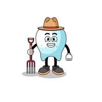 Cartoon mascot of tooth farmer vector