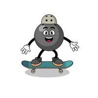 dot symbol mascot playing a skateboard vector