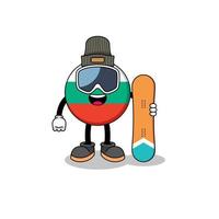 mascota caricatura de bulgaria bandera jugador de snowboard vector