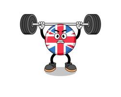 united kingdom flag mascot cartoon lifting a barbell vector