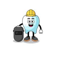 Mascot of tooth as a welder vector