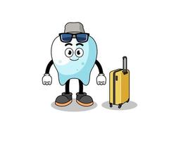 tooth mascot doing vacation vector