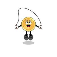 indian rupee mascot cartoon is playing skipping rope vector