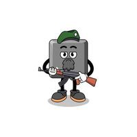 Character cartoon of keyboard A key as a special force vector