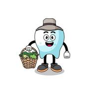 Character Illustration of tooth as a herbalist vector