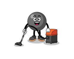 Character mascot of dot symbol holding vacuum cleaner vector