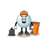 Illustration of silver ball cartoon as a garbage collector vector