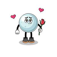 silver ball mascot falling in love vector