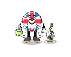 Mascot of united kingdom flag as a scientist vector